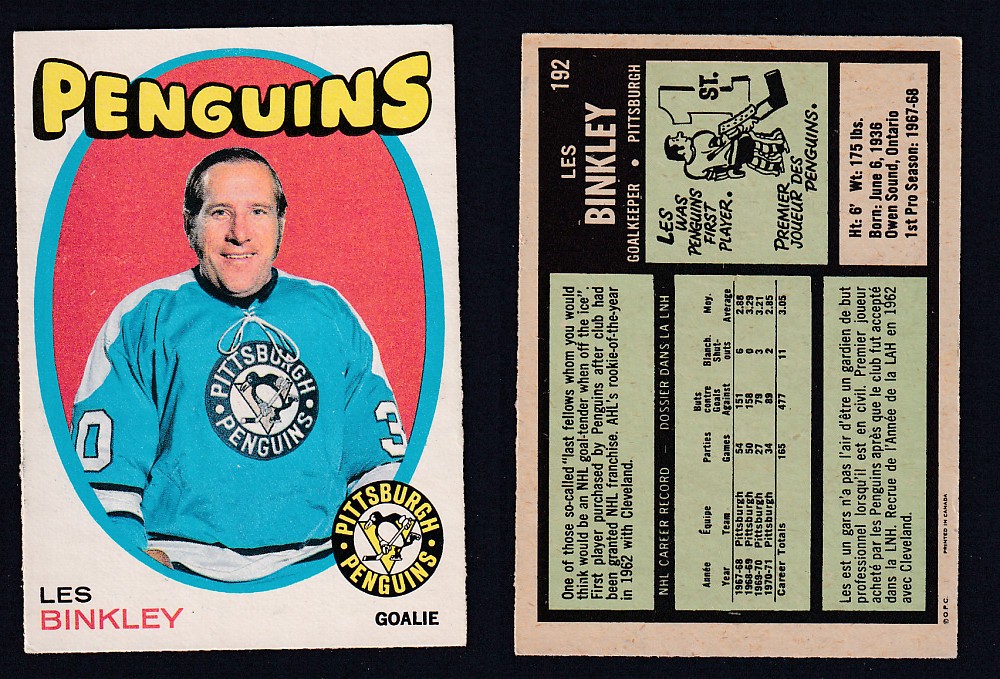 1971-72 O-PEE-CHEE HOCKEY CARD #192 L. BINKLEY photo 1971-72 O-PEE-CHEE HOCKEY CARD #192 L. BINKLEY photo