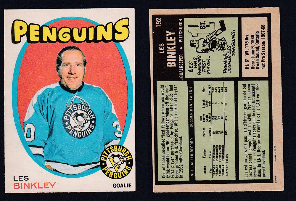 1971-72 O-PEE-CHEE HOCKEY CARD #192 L. BINKLEY photo 1971-72 O-PEE-CHEE HOCKEY CARD #192 L. BINKLEY photo