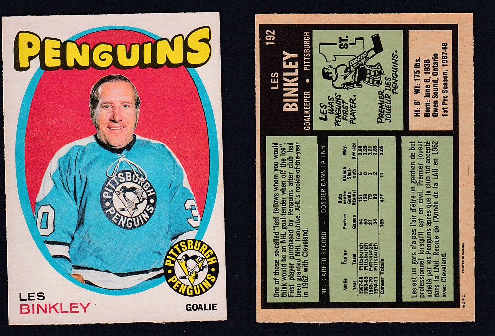 1971-72 O-PEE-CHEE HOCKEY CARD #192 L. BINKLEY photo 1971-72 O-PEE-CHEE HOCKEY CARD #192 L. BINKLEY photo