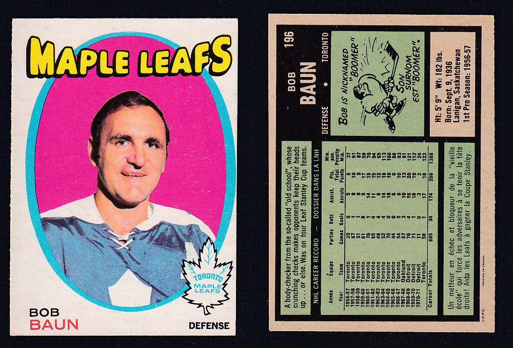 1971-72 O-PEE-CHEE HOCKEY CARD #196 B. BAUN photo 1971-72 O-PEE-CHEE HOCKEY CARD #196 B. BAUN photo