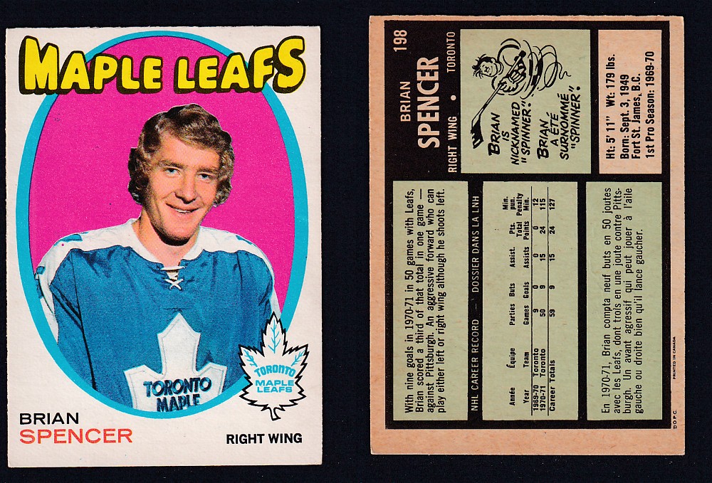 1971-72 O-PEE-CHEE HOCKEY CARD #198 B. SPENCER photo 1971-72 O-PEE-CHEE HOCKEY CARD #198 B. SPENCER photo