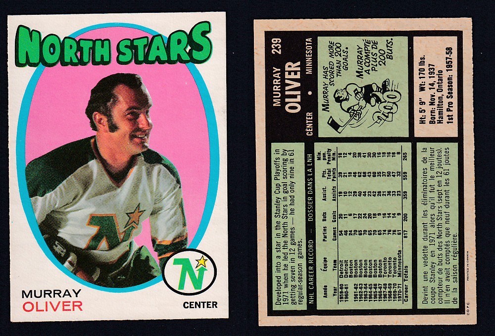 1971-72 O-PEE-CHEE HOCKEY CARD #239 M. OLIVER photo 1971-72 O-PEE-CHEE HOCKEY CARD #239 M. OLIVER photo