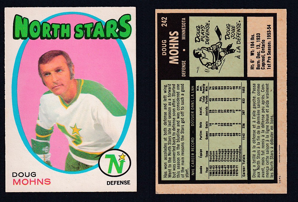 1971-72 O-PEE-CHEE HOCKEY CARD #242 D. MOHNS photo 1971-72 O-PEE-CHEE HOCKEY CARD #242 D. MOHNS photo