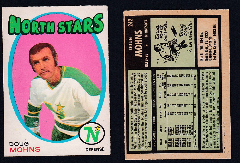 1971-72 O-PEE-CHEE HOCKEY CARD #242 D. MOHNS photo 1971-72 O-PEE-CHEE HOCKEY CARD #242 D. MOHNS photo