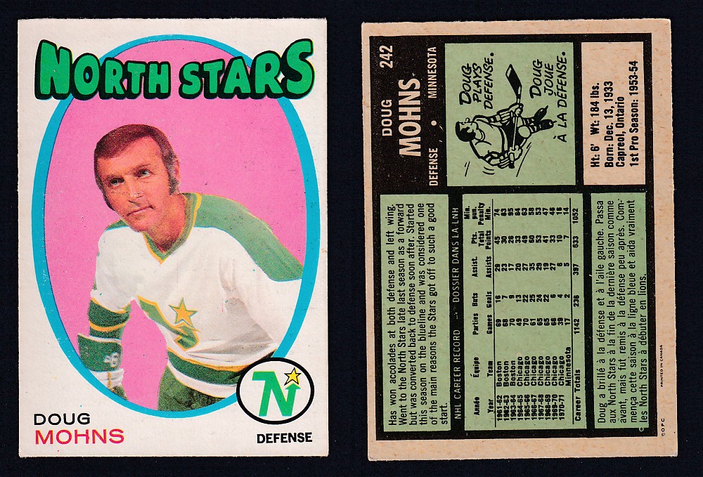 1971-72 O-PEE-CHEE HOCKEY CARD #242 D. MOHNS photo 1971-72 O-PEE-CHEE HOCKEY CARD #242 D. MOHNS photo