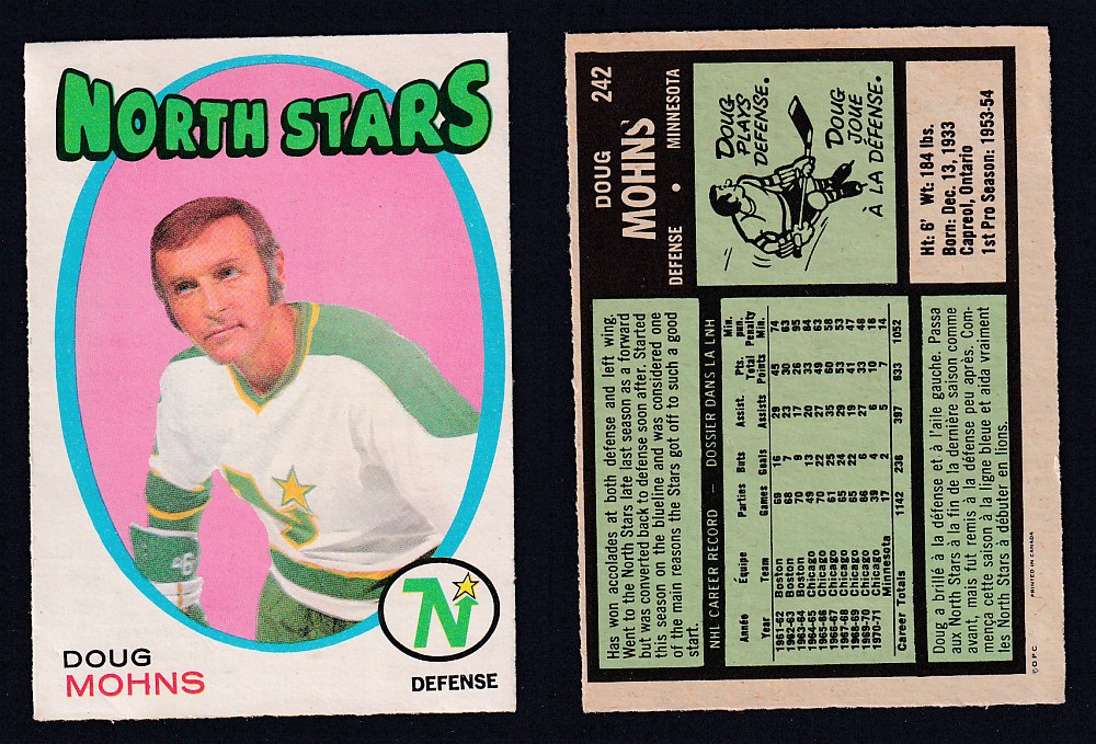 1971-72 O-PEE-CHEE HOCKEY CARD #242 D. MOHNS photo 1971-72 O-PEE-CHEE HOCKEY CARD #242 D. MOHNS photo