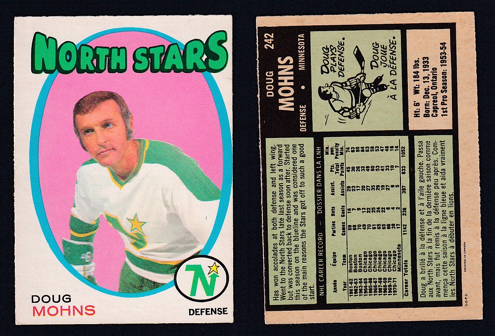 1971-72 O-PEE-CHEE HOCKEY CARD #242 D. MOHNS photo 1971-72 O-PEE-CHEE HOCKEY CARD #242 D. MOHNS photo