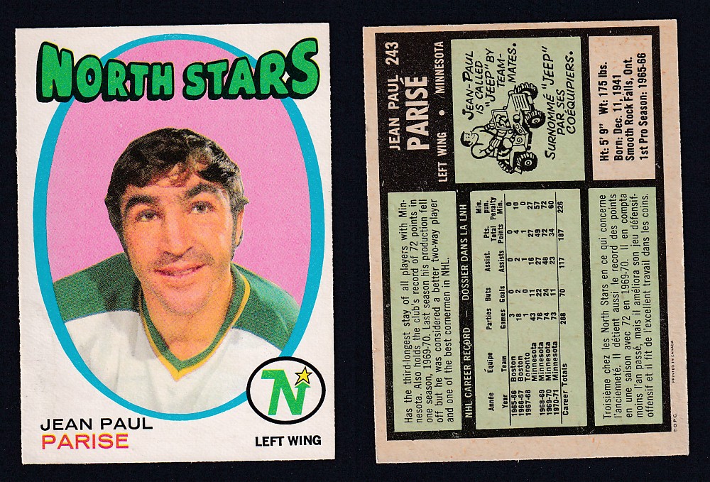 1971-72 O-PEE-CHEE HOCKEY CARD #243 J.P. PARISE photo 1971-72 O-PEE-CHEE HOCKEY CARD #243 J.P. PARISE photo