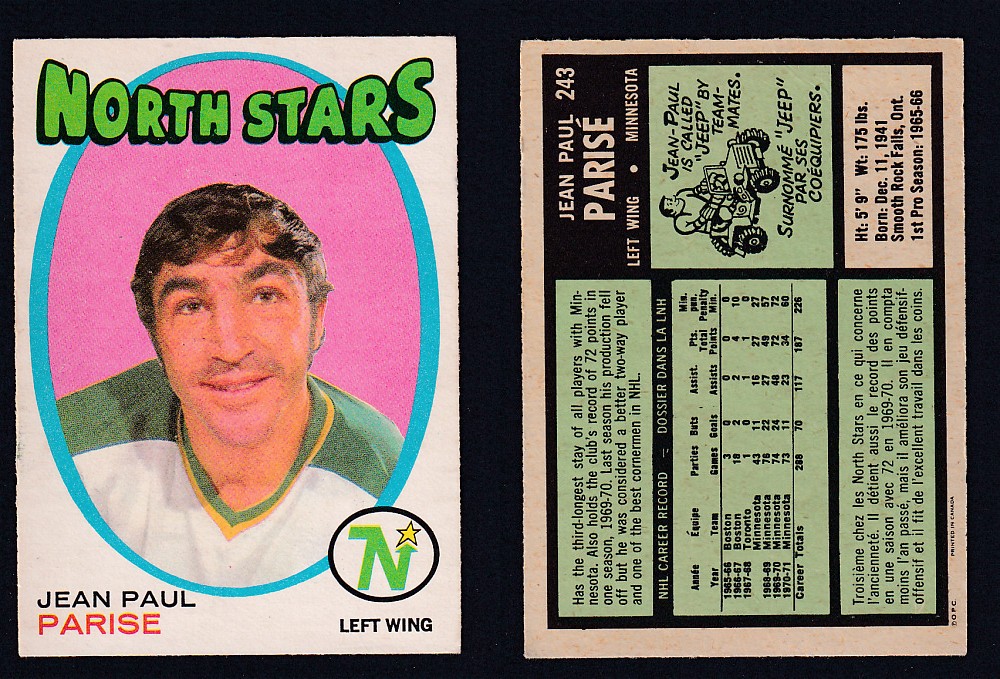 1971-72 O-PEE-CHEE HOCKEY CARD #243 J.P. PARISE photo 1971-72 O-PEE-CHEE HOCKEY CARD #243 J.P. PARISE photo