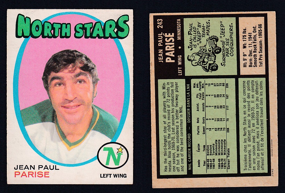 1971-72 O-PEE-CHEE HOCKEY CARD #243 J.P. PARISE photo 1971-72 O-PEE-CHEE HOCKEY CARD #243 J.P. PARISE photo