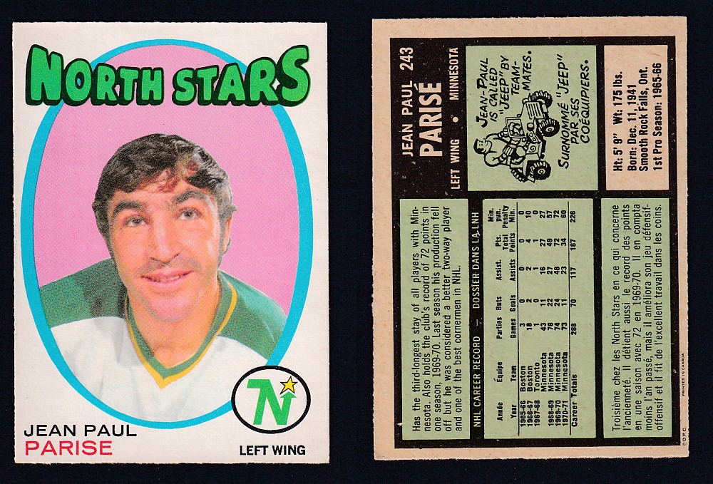1971-72 O-PEE-CHEE HOCKEY CARD #243 J.P. PARISE photo 1971-72 O-PEE-CHEE HOCKEY CARD #243 J.P. PARISE photo