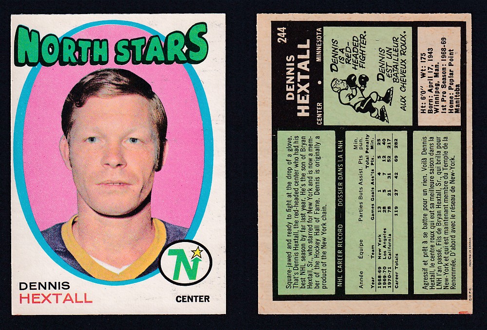 1971-72 O-PEE-CHEE HOCKEY CARD #244 D. HEXTALL photo 1971-72 O-PEE-CHEE HOCKEY CARD #244 D. HEXTALL photo