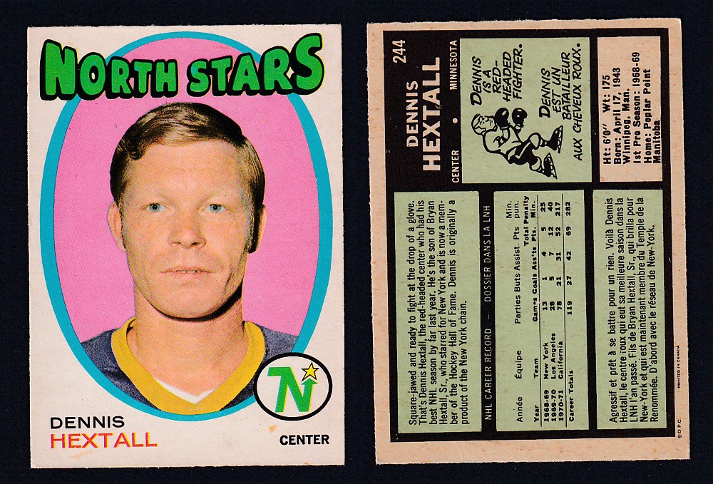1971-72 O-PEE-CHEE HOCKEY CARD #244 D. HEXTALL photo 1971-72 O-PEE-CHEE HOCKEY CARD #244 D. HEXTALL photo