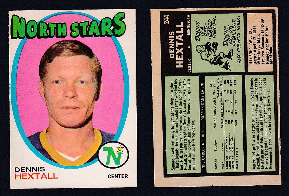 1971-72 O-PEE-CHEE HOCKEY CARD #244 D. HEXTALL photo 1971-72 O-PEE-CHEE HOCKEY CARD #244 D. HEXTALL photo