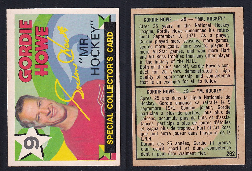 1971-72 O-PEE-CHEE HOCKEY CARD #262 GORDIE HOWE 1971-72 O-PEE-CHEE HOCKEY CARD #262 GORDIE HOWE