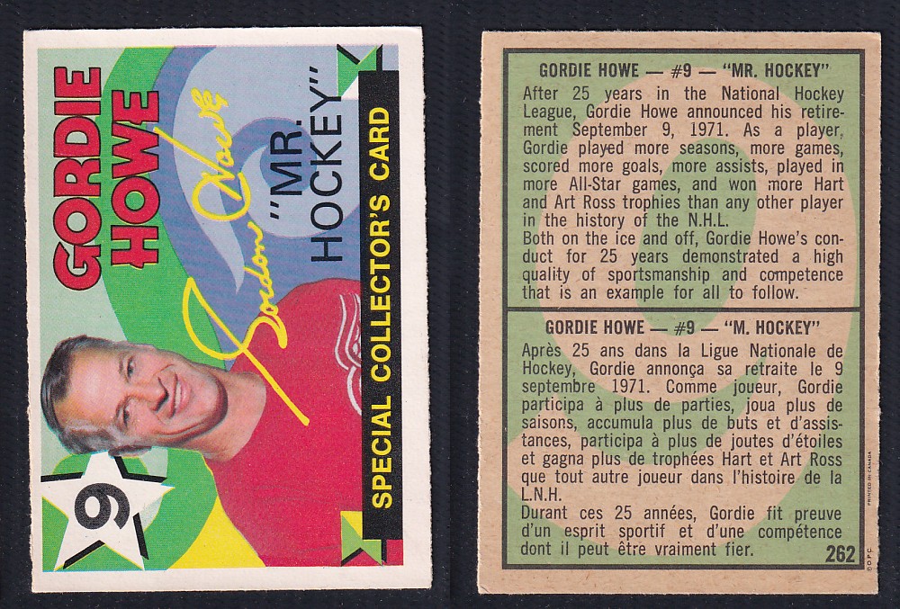 1971-72 O-PEE-CHEE HOCKEY CARD #262 GORDIE HOWE 1971-72 O-PEE-CHEE HOCKEY CARD #262 GORDIE HOWE