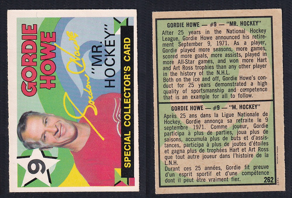 1971-72 O-PEE-CHEE HOCKEY CARD #262 GORDIE HOWE 1971-72 O-PEE-CHEE HOCKEY CARD #262 GORDIE HOWE