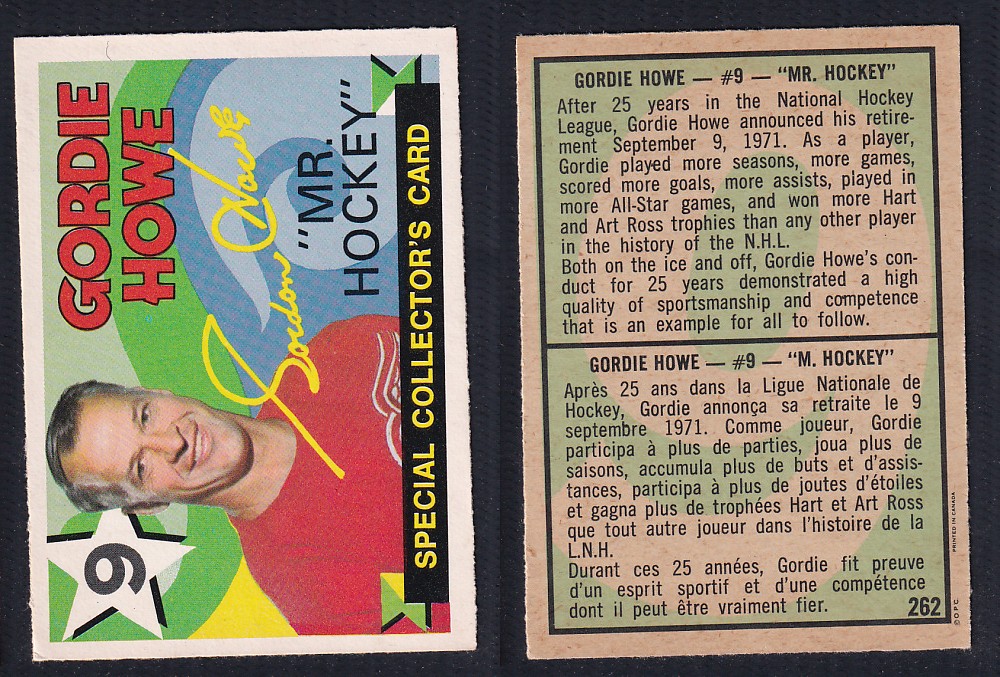 1971-72 O-PEE-CHEE HOCKEY CARD #262 GORDIE HOWE 1971-72 O-PEE-CHEE HOCKEY CARD #262 GORDIE HOWE