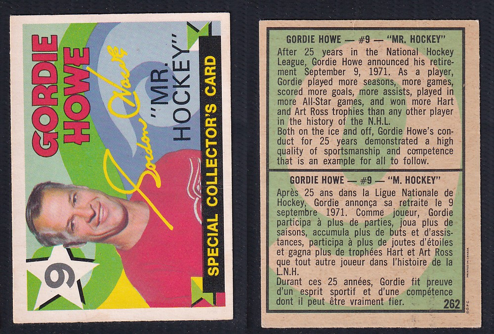 1971-72 O-PEE-CHEE HOCKEY CARD #262 GORDIE HOWE 1971-72 O-PEE-CHEE HOCKEY CARD #262 GORDIE HOWE
