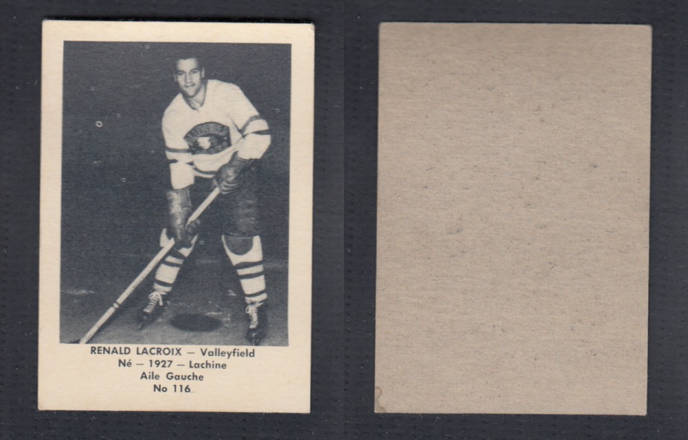 1952-53 LAVAL DAIRY UPDATE HOCKEY CARD #116 R. LACROIX photo 1952-53 LAVAL DAIRY UPDATE HOCKEY CARD #116 R. LACROIX photo