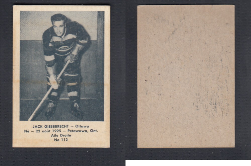 1952-53 LAVAL DAIRY UPDATE HOCKEY CARD #112 J. GIESEBRECHT photo 1952-53 LAVAL DAIRY UPDATE HOCKEY CARD #112 J. GIESEBRECHT photo