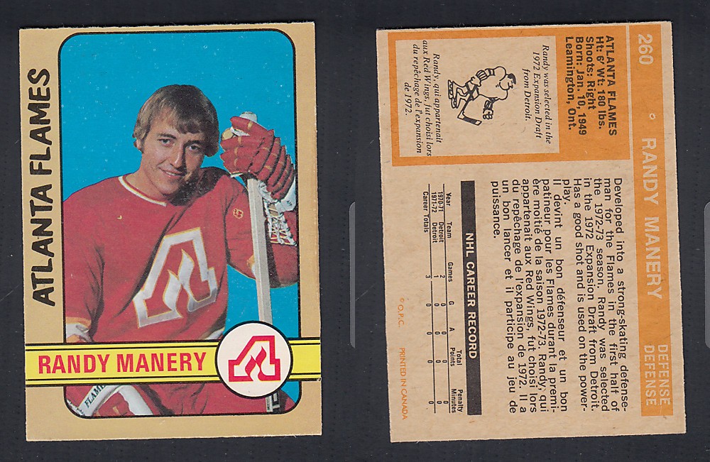 1972-73 O-PEE-CHEE HOCKEY CARD #260 R. MANERY photo