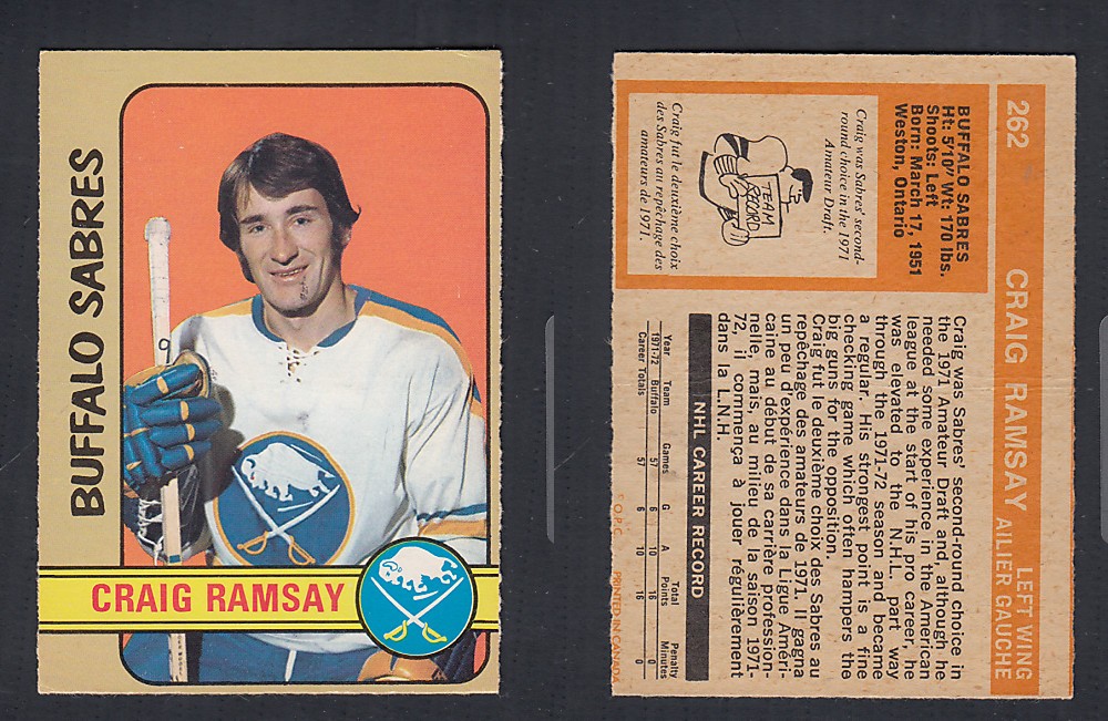 1972-73 O-PEE-CHEE HOCKEY CARD #262 C. RAMSAY photo