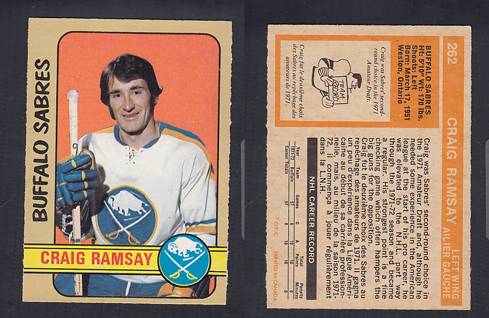 1972-73 O-PEE-CHEE HOCKEY CARD #262 C. RAMSAY photo