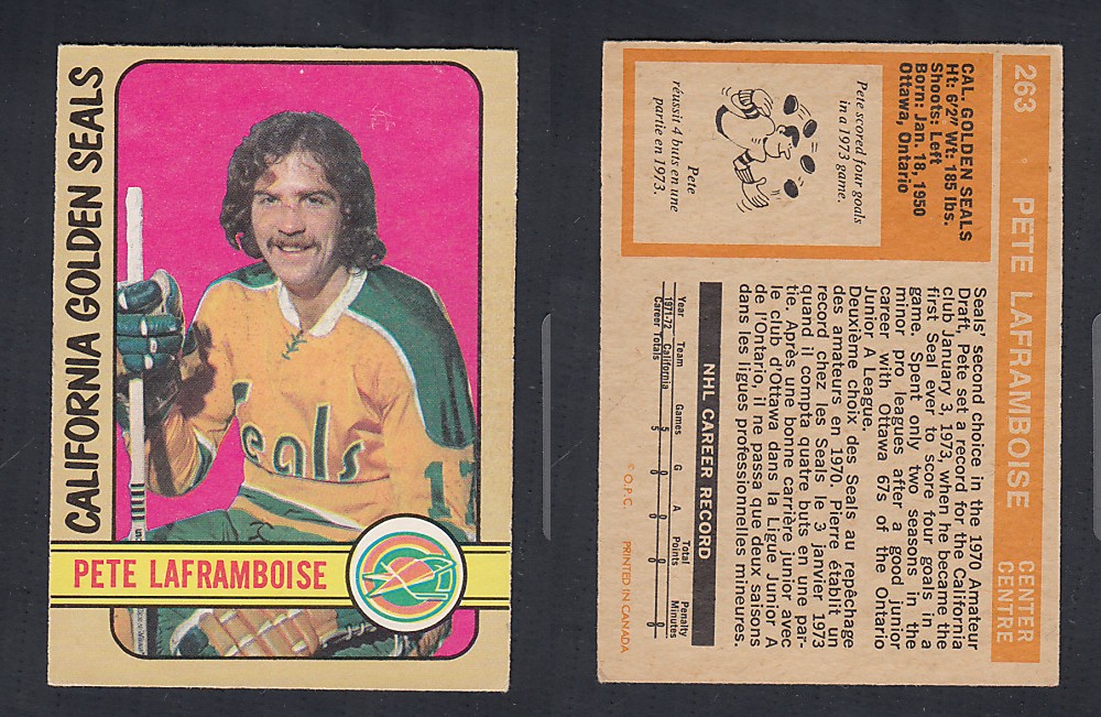 1972-73 O-PEE-CHEE HOCKEY CARD #263 P. LAFRAMBOISE photo 1972-73 O-PEE-CHEE HOCKEY CARD #263 P. LAFRAMBOISE photo