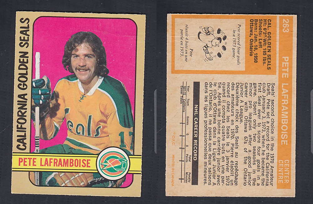 1972-73 O-PEE-CHEE HOCKEY CARD #263 P. LAFRAMBOISE photo 1972-73 O-PEE-CHEE HOCKEY CARD #263 P. LAFRAMBOISE photo