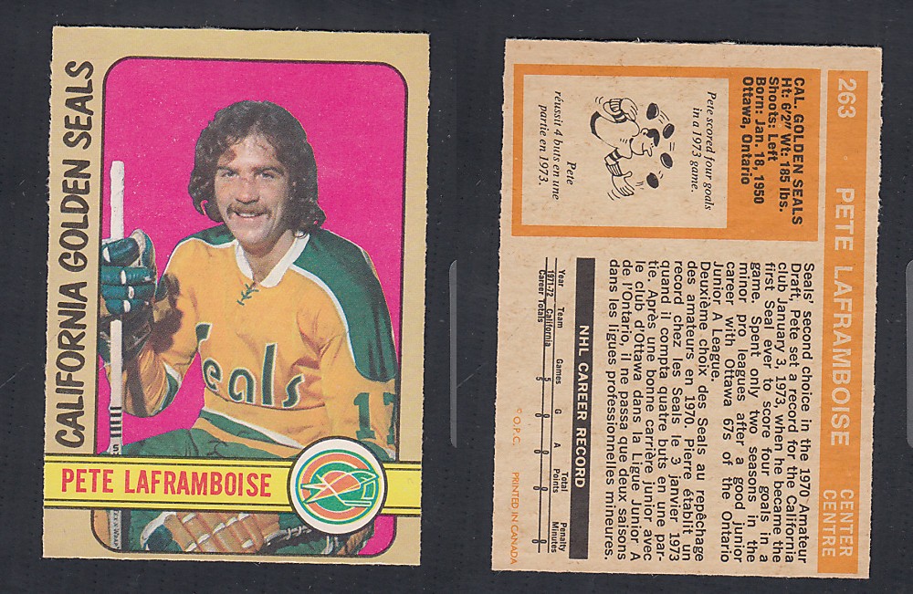 1972-73 O-PEE-CHEE HOCKEY CARD #263 P. LAFRAMBOISE photo 1972-73 O-PEE-CHEE HOCKEY CARD #263 P. LAFRAMBOISE photo