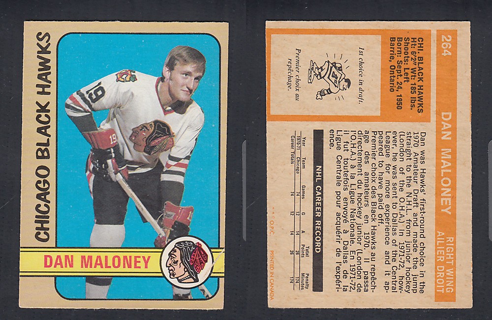 1972-73 O-PEE-CHEE HOCKEY CARD #264 D.MALONEY photo 1972-73 O-PEE-CHEE HOCKEY CARD #264 D.MALONEY photo