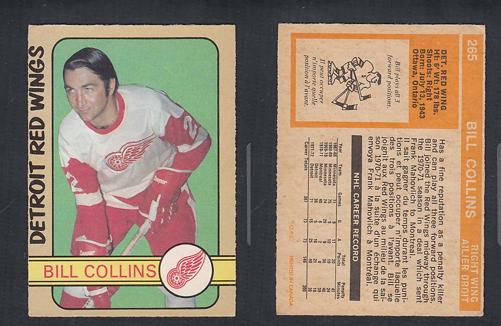 1972-73 O-PEE-CHEE HOCKEY CARD #265 B. COLLINS photo