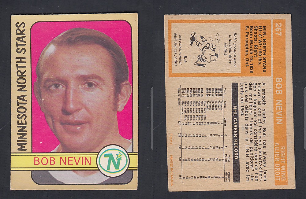 1972-73 O-PEE-CHEE HOCKEY CARD #267 B. NEVIN photo 1972-73 O-PEE-CHEE HOCKEY CARD #267 B. NEVIN photo