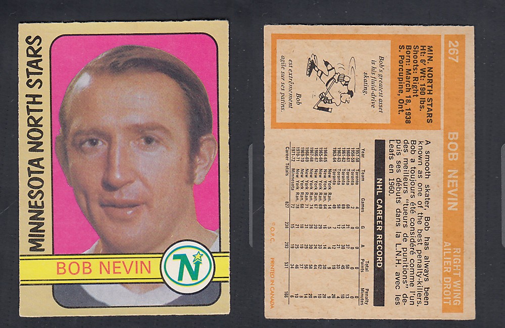 1972-73 O-PEE-CHEE HOCKEY CARD #267 B. NEVIN photo 1972-73 O-PEE-CHEE HOCKEY CARD #267 B. NEVIN photo