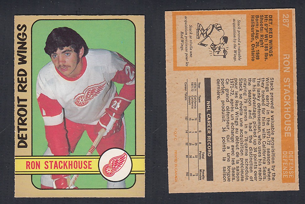 1972-73 O-PEE-CHEE HOCKEY CARD #287 R. STACKHOUSE photo 1972-73 O-PEE-CHEE HOCKEY CARD #287 R. STACKHOUSE photo