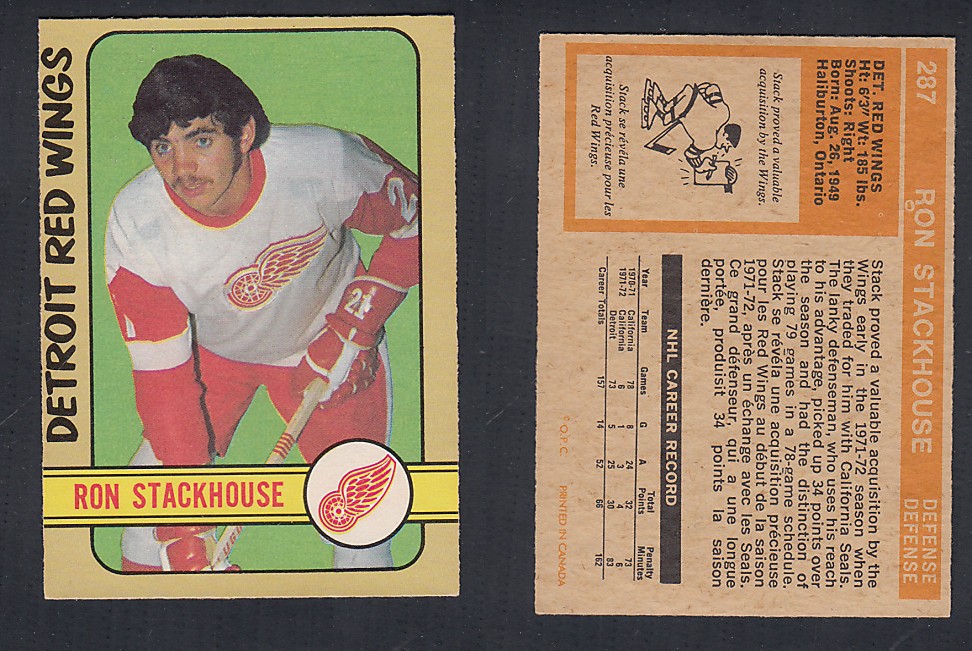 1972-73 O-PEE-CHEE HOCKEY CARD #287 R. STACKHOUSE photo 1972-73 O-PEE-CHEE HOCKEY CARD #287 R. STACKHOUSE photo