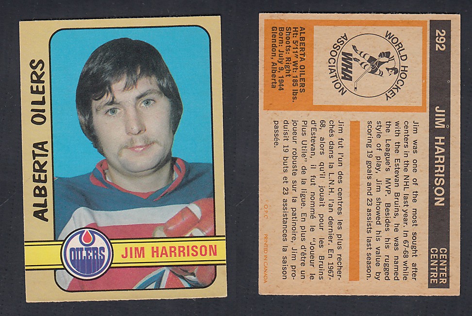 1972-73 O-PEE-CHEE HOCKEY CARD #292 J. HARRISON photo 1972-73 O-PEE-CHEE HOCKEY CARD #292 J. HARRISON photo
