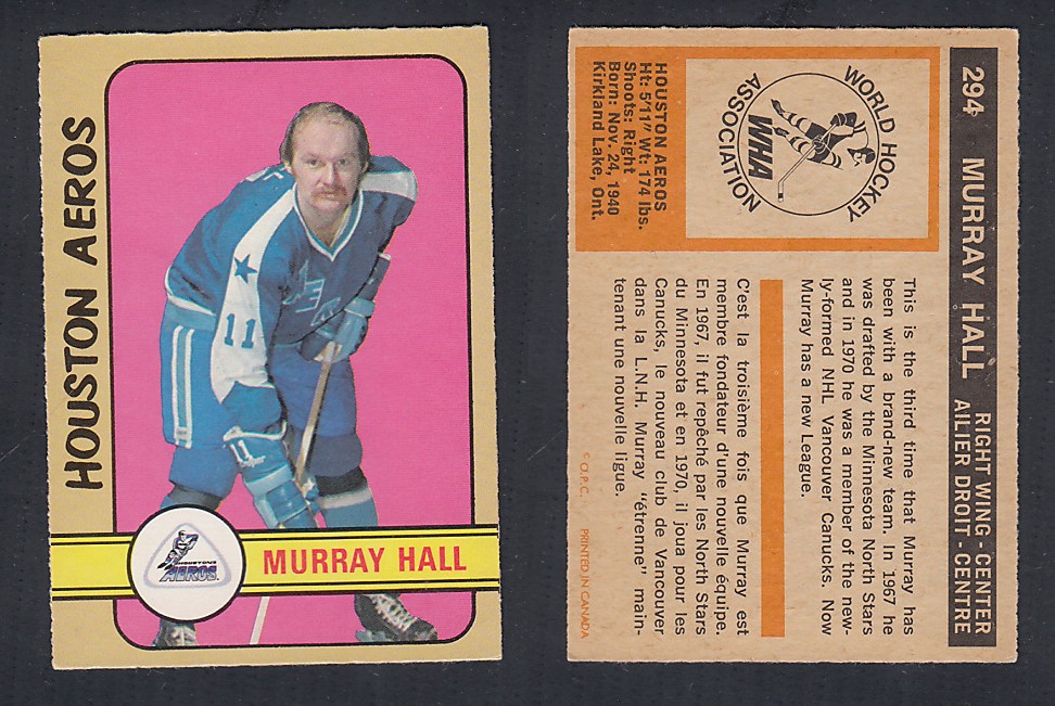 1972-73 O-PEE-CHEE HOCKEY CARD #294 M. HALL photo 1972-73 O-PEE-CHEE HOCKEY CARD #294 M. HALL photo