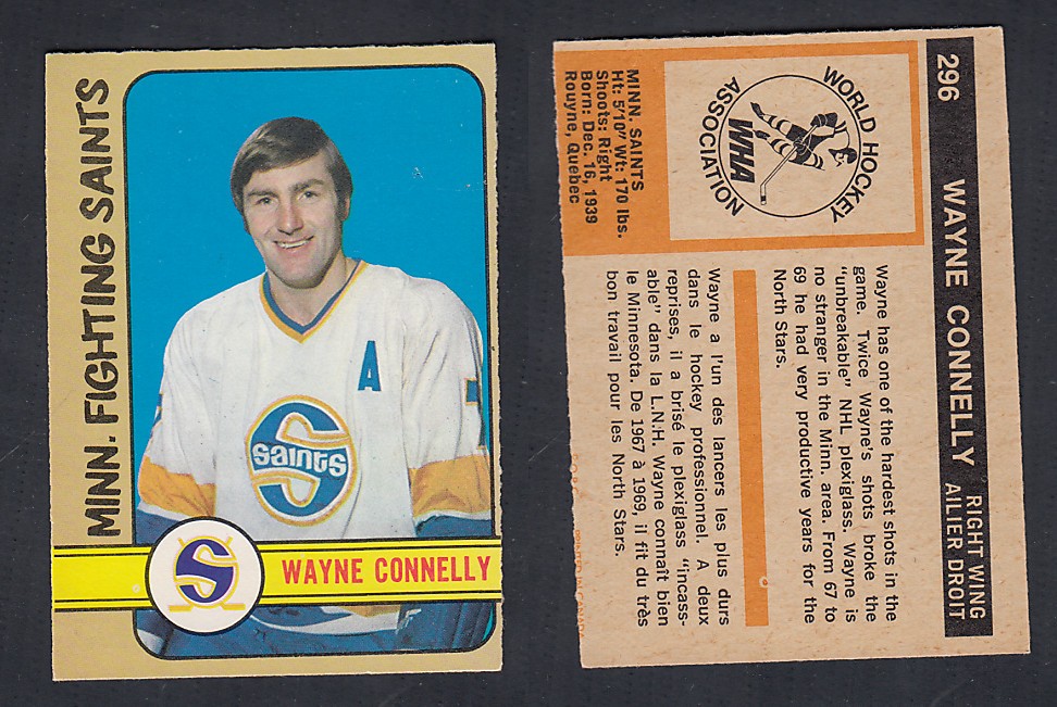 1972-73 O-PEE-CHEE HOCKEY CARD #296 W. CONNELLY photo 1972-73 O-PEE-CHEE HOCKEY CARD #296 W. CONNELLY photo