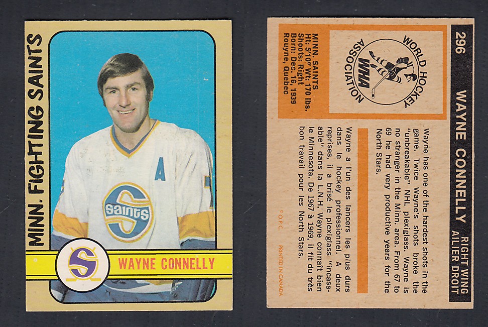 1972-73 O-PEE-CHEE HOCKEY CARD #296 W. CONNELLY photo 1972-73 O-PEE-CHEE HOCKEY CARD #296 W. CONNELLY photo