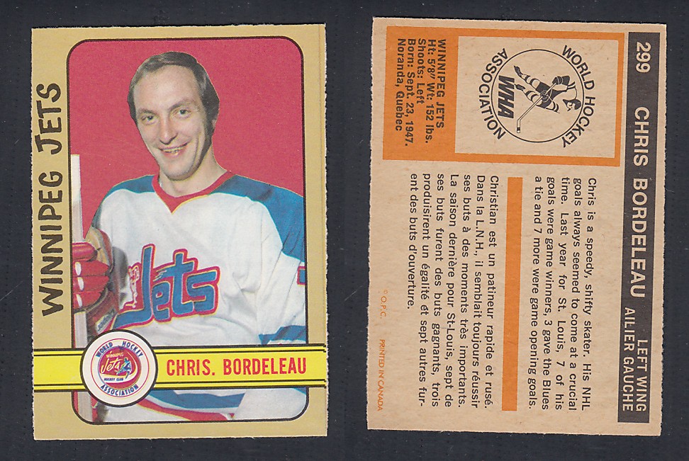 1972-73 O-PEE-CHEE HOCKEY CARD #299 C. BORDELEAU photo 1972-73 O-PEE-CHEE HOCKEY CARD #299 C. BORDELEAU photo