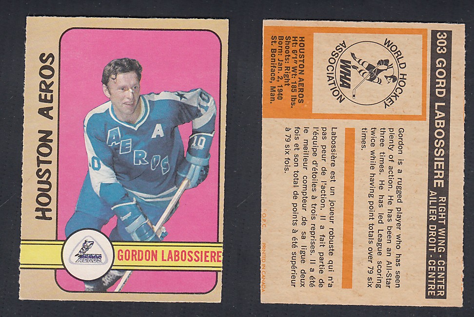 1972-73 O-PEE-CHEE HOCKEY CARD #303 G. LABOSSIERE photo