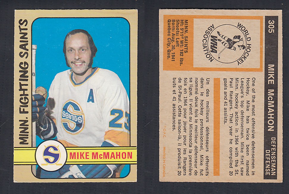 1972-73 O-PEE-CHEE HOCKEY CARD #305 M. MCMAHON photo