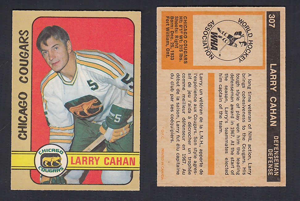 1972-73 O-PEE-CHEE HOCKEY CARD #307 L. CAHAN photo 1972-73 O-PEE-CHEE HOCKEY CARD #307 L. CAHAN photo