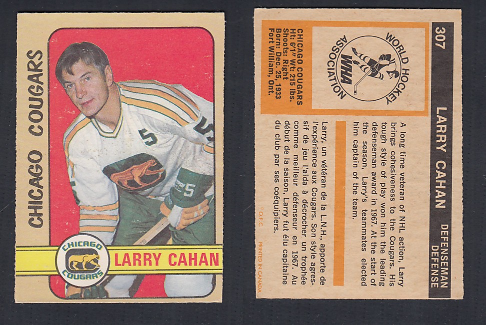 1972-73 O-PEE-CHEE HOCKEY CARD #307 L. CAHAN photo 1972-73 O-PEE-CHEE HOCKEY CARD #307 L. CAHAN photo