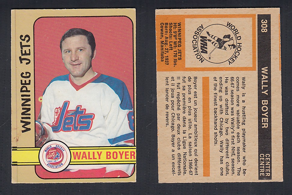 1972-73 O-PEE-CHEE HOCKEY CARD #308 W. BOYER photo 1972-73 O-PEE-CHEE HOCKEY CARD #308 W. BOYER photo