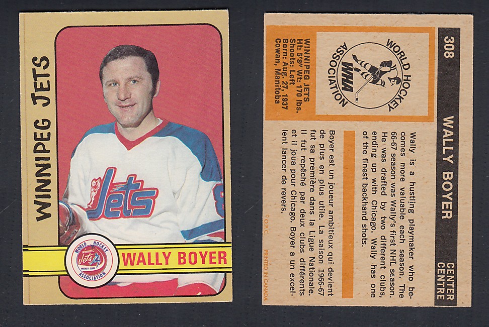 1972-73 O-PEE-CHEE HOCKEY CARD #308 W. BOYER photo
