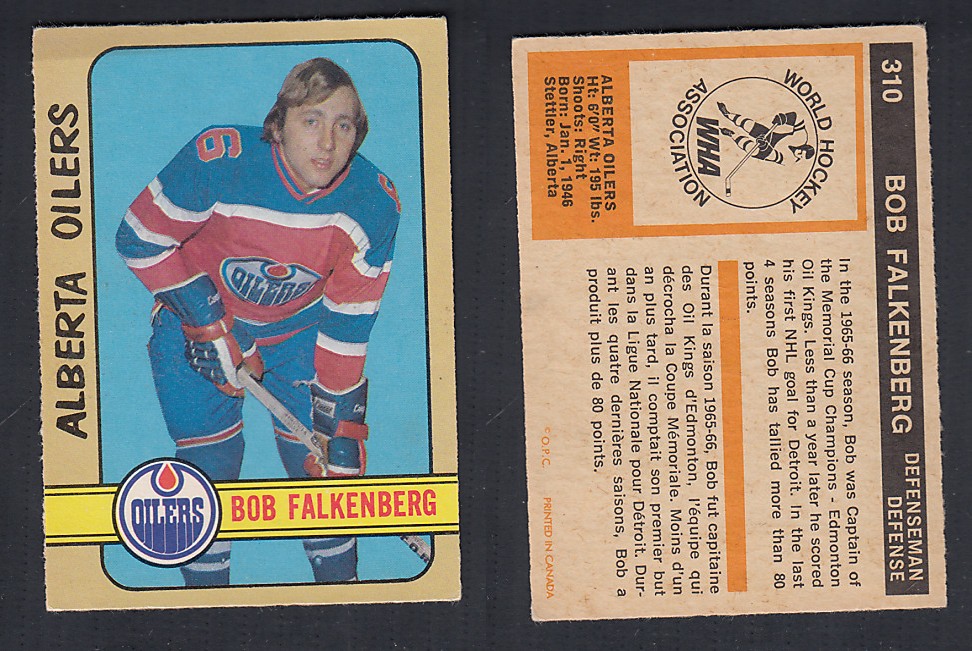 1972-73 O-PEE-CHEE HOCKEY CARD #310 B. FALKENBERG photo 1972-73 O-PEE-CHEE HOCKEY CARD #310 B. FALKENBERG photo