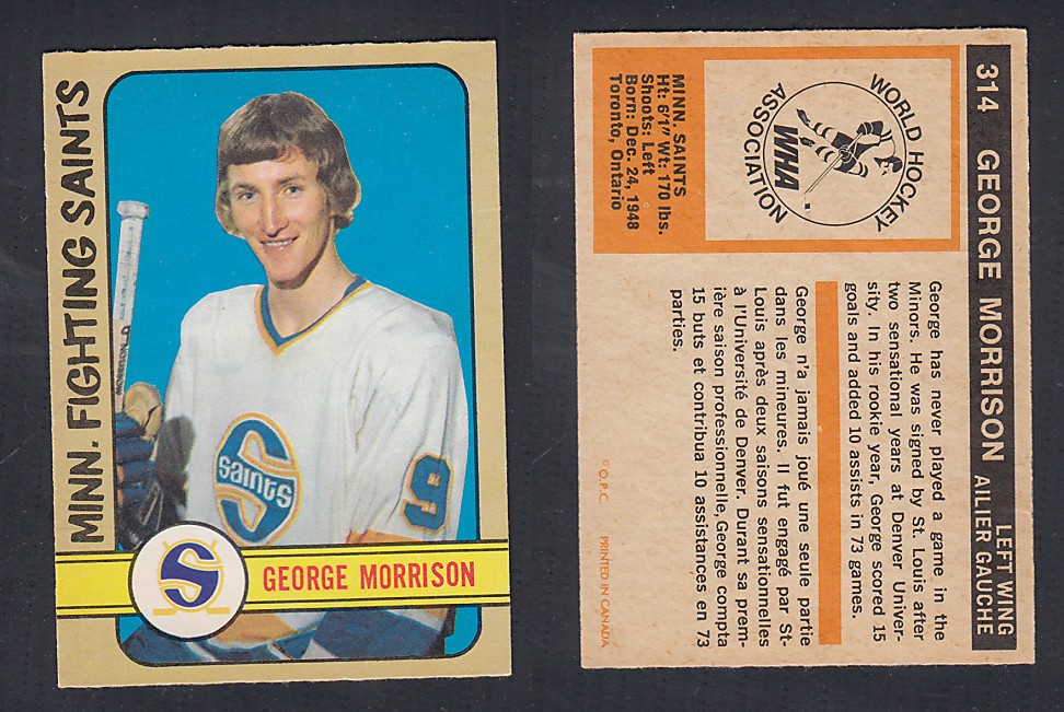 1972-73 O-PEE-CHEE HOCKEY CARD #314 G. MORRISON photo